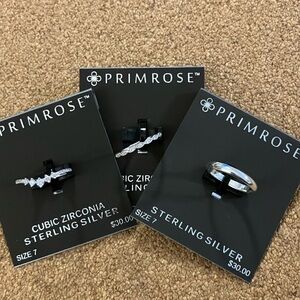 Three new ladies Sterling silver rings size 7, $90 value